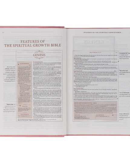 NLT, The Spiritual Growth Bible Faux Leather, Pink
