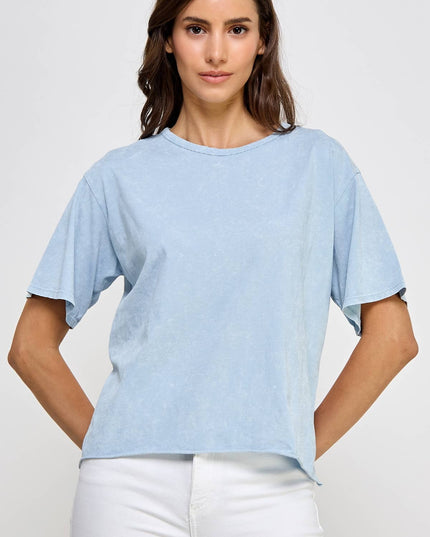 Blank Mineral Washed Long Cropped T-Shirt