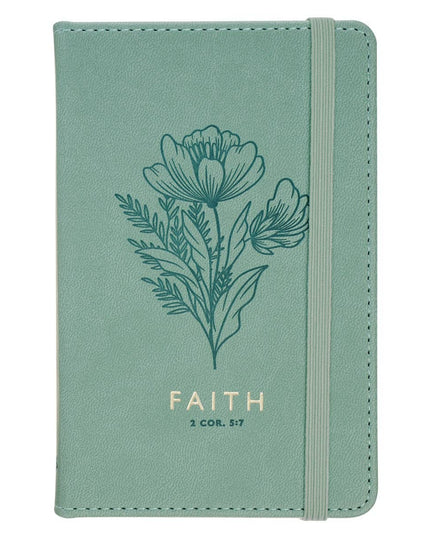 Small Notebook with Elastic Closure Faux Green Faith
