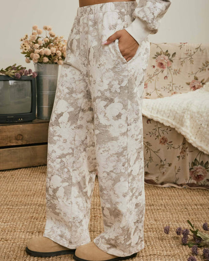 FLORAL WASH WIDE LEG LOUNGE PANTS