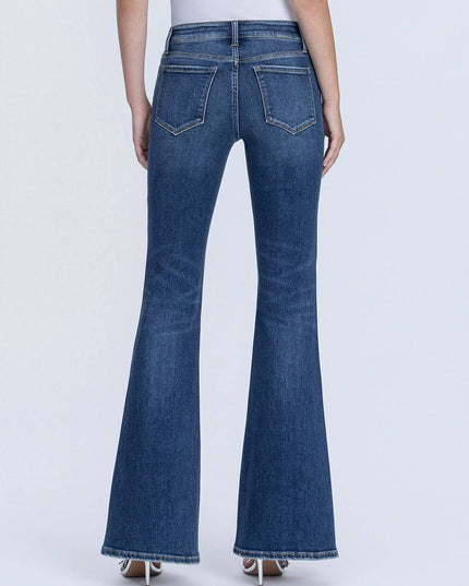 LOW RISE DARK WASH FULL LENGTH EASY FLARE JEANS F6386