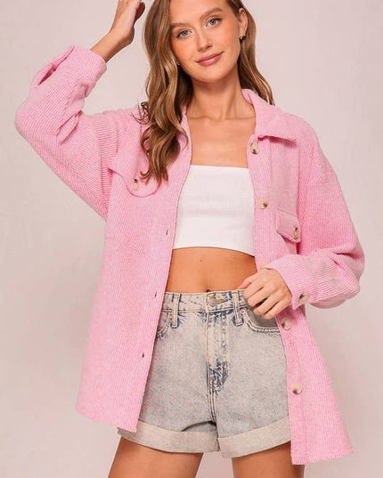 `Brushed waffle knit shacket