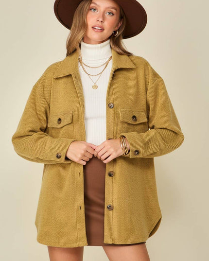 `Brushed waffle knit shacket