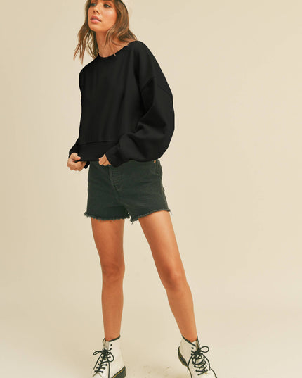 Blank Short Cropped Long Sleeve Sweatshirt
