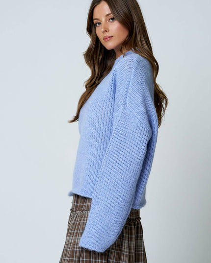 MOCK NECK LONG SLEEVE OVERSIZED KNIT SWEATER