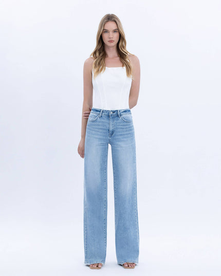 HIGH RISE FULL LENGTH LIGHT WASH WIDE JEANS F6060