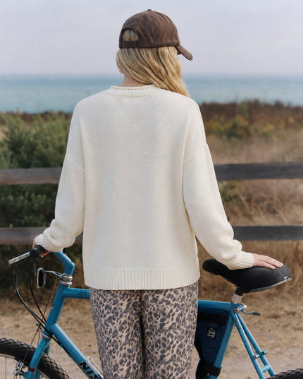 INTARSIA PUPPY CREW NECK RELAXED SWEATER