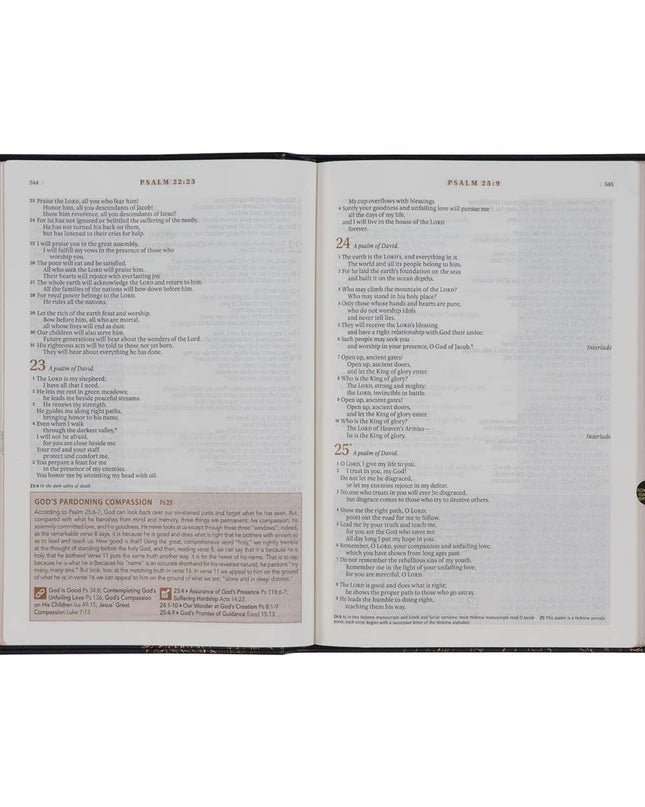 NLT, The Spiritual Growth Bible Faux Leather, Black Floral