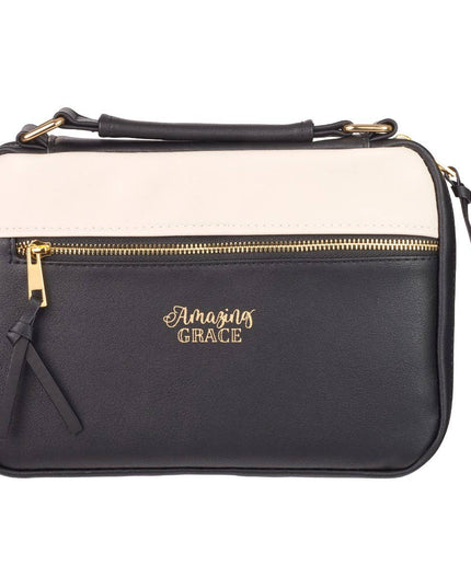 Bible Cover Fashion Black/White Amazing Grace Badge