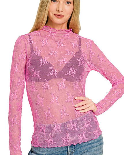 `1014 Lace See Through Layering Top SI-25496 Zenana