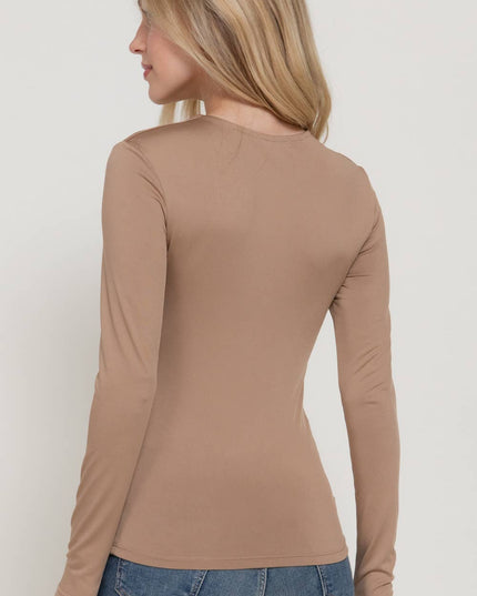 Long Sleeve Crew Neck Double Layer ITY Knit Top
