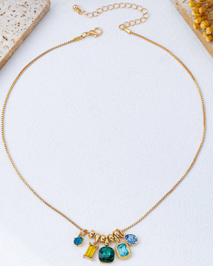 Multicolor Crystal Cluster Charm Pendant Necklace | 80N93296