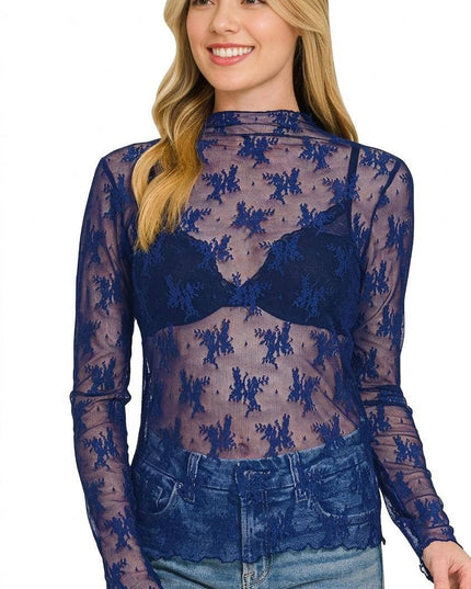 Lace See Through Layering Top Zenana