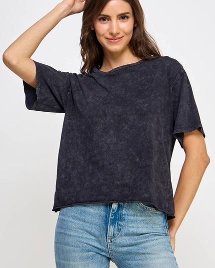 Blank Mineral Washed Long Cropped T-Shirt