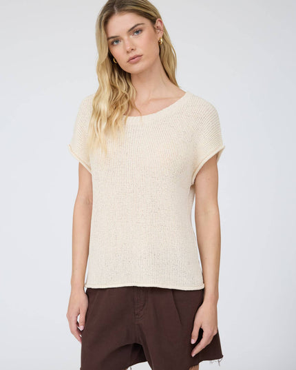 CREW NECK RAW SLEEVE RELAXED SWEATER KNIT TOP