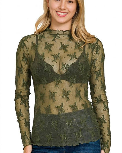 Lace See Through Layering Top Zenana