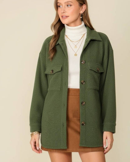 `Brushed waffle knit shacket