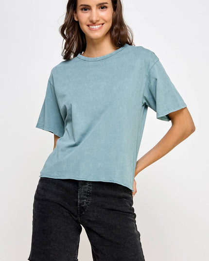 Blank Mineral Washed Long Cropped T-Shirt