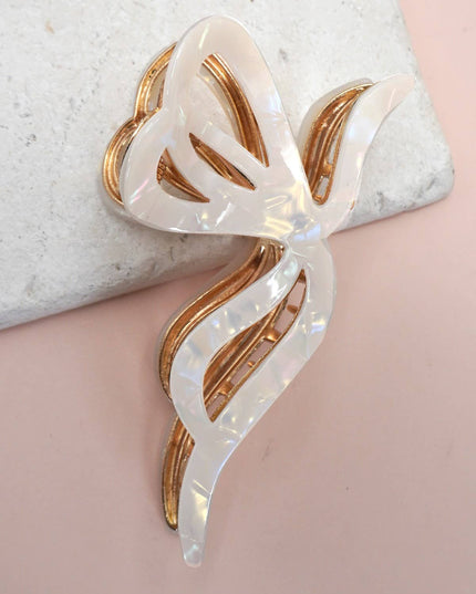 PREMIUM PVC TOILE PATTERN BOW HAIR CLAW CLIPS | 40H928