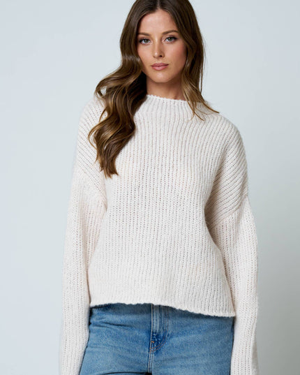 MOCK NECK LONG SLEEVE OVERSIZED KNIT SWEATER