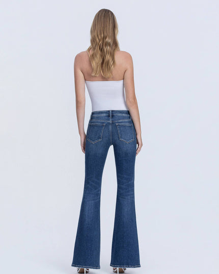LOW RISE DARK WASH FULL LENGTH EASY FLARE JEANS F6386