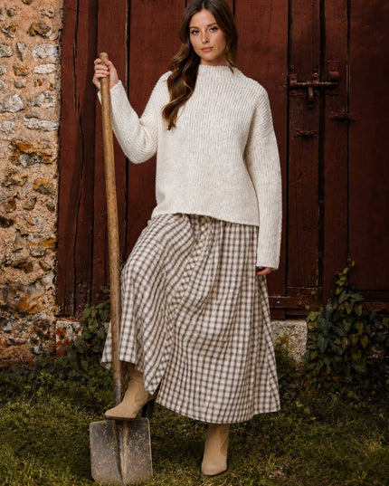 MOCK NECK LONG SLEEVE OVERSIZED KNIT SWEATER