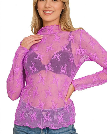 Lace See Through Layering Top Zenana