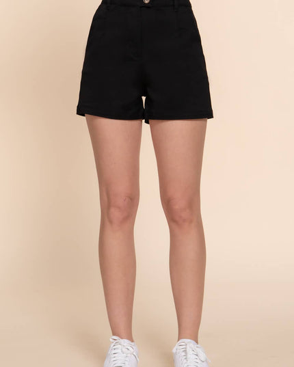 High Waist Side Pocket Stretch Shorts