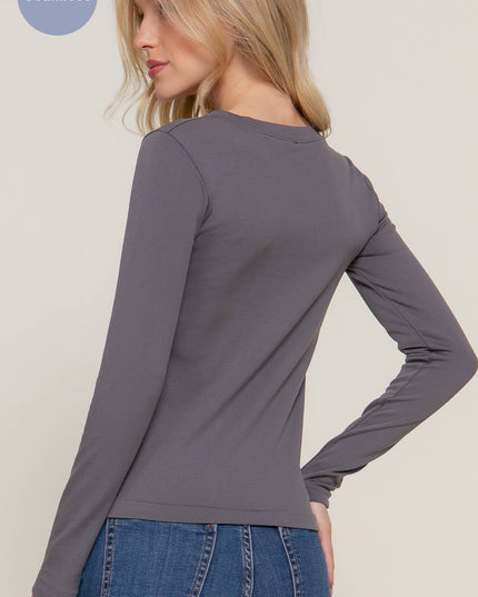 Long Sleeve Crew Neck Inner Fur Seamless Top