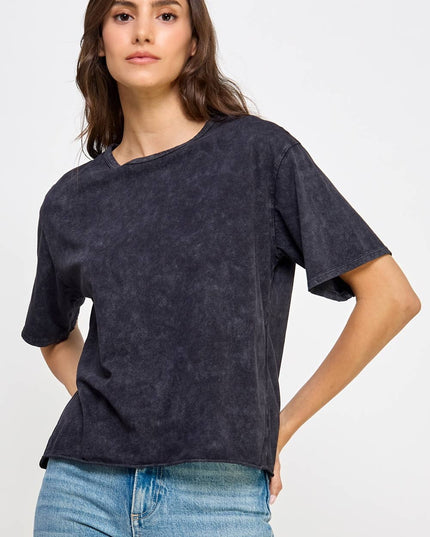 Blank Mineral Washed Long Cropped T-Shirt