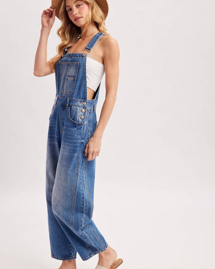 DENIM BARREL OVERALLS