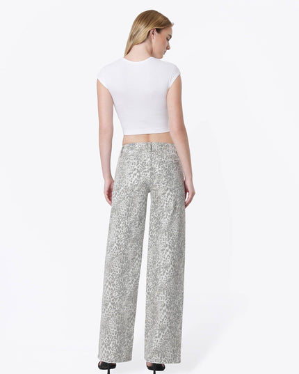 LOW RISE FULL LENTH LEOPARD PRINT WIDE LEG JEANS T7371LPD