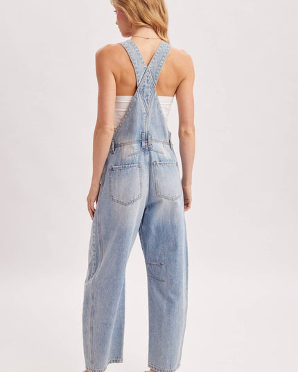 DENIM BARREL OVERALLS