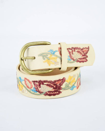 Flower Embroidered Statement Belt