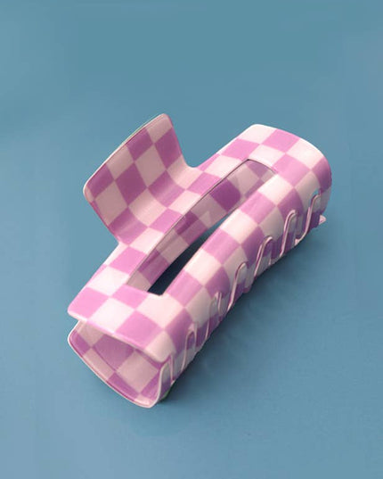 JUMBO RESIN CHECKER HAIR CLAW CLIPS 4inch | 40H664