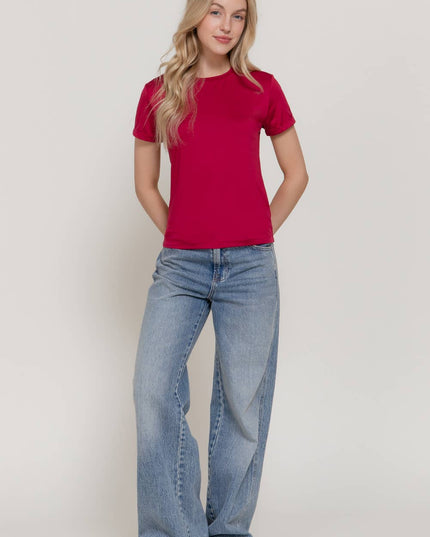 Short Sleeve Round Neck ITY Knit Top