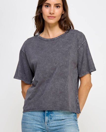 Blank Mineral Washed Long Cropped T-Shirt