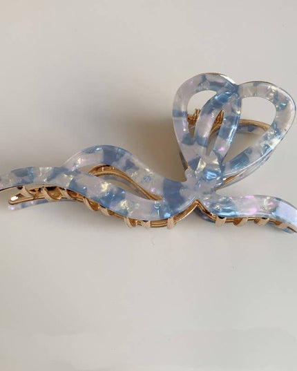 PREMIUM PVC TOILE PATTERN BOW HAIR CLAW CLIPS | 40H928
