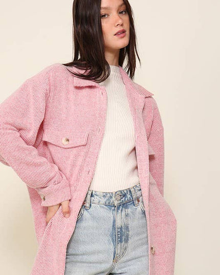 `Brushed waffle knit shacket