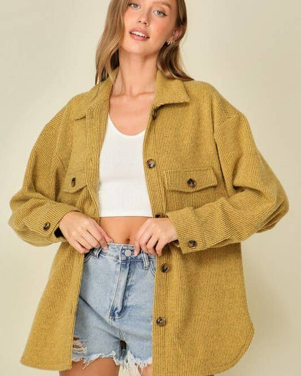 `Brushed waffle knit shacket