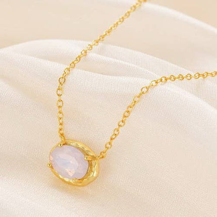 OVAL GEMSTONE CHARM PENDANT NECKLACE | 40NK9661