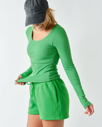 CoreClassic Micro-Ribbed Built-In Bra Long Sleeve Top