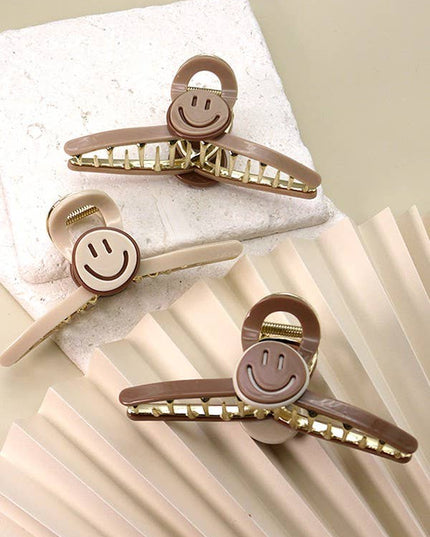 LARGE SMILEY CELLULOSE HAIR CLAW CLIPS | 40H514