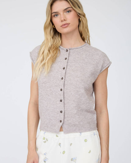 RAW EDGE SLEEVELESS LIGHTWEIGHT CARDIGAN