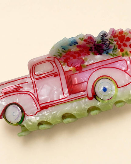 FLOWER BOUQUET & VINTAGE FLOWER TRUCK HAIR CLAW | 40H1150
