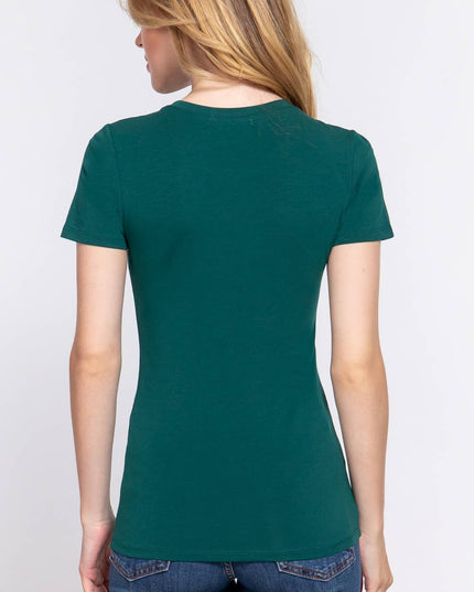 Short Sleeve Crew Neck Cotton Spandex Jersey Top