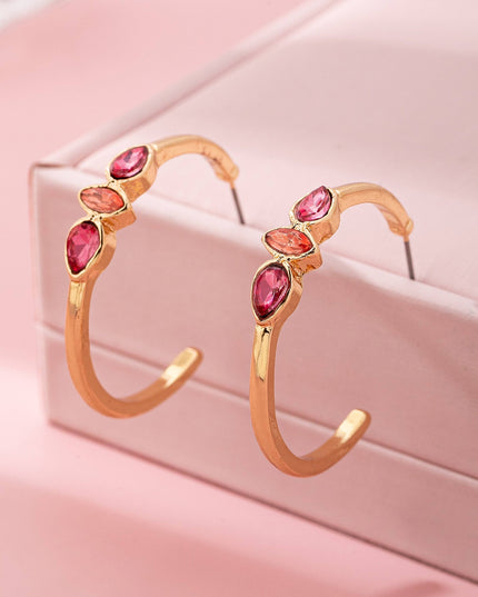 Fuchsia Marquise Crystal Hoop Earrings | 80E62089