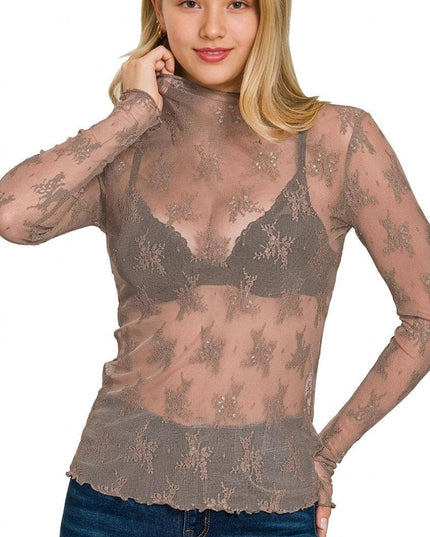 Lace See Through Layering Top Zenana