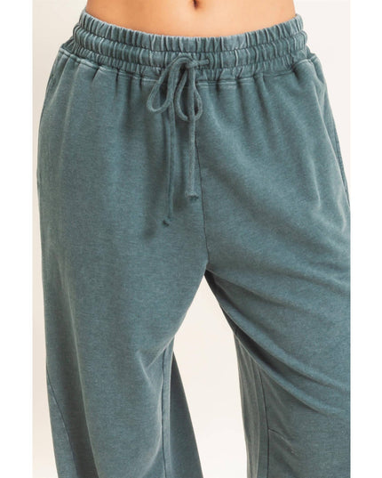 Mineral Washed Wide Leg Pants