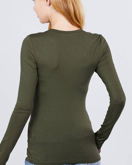Long Sleeve Crew Neck Cotton Spandex Jersey Top